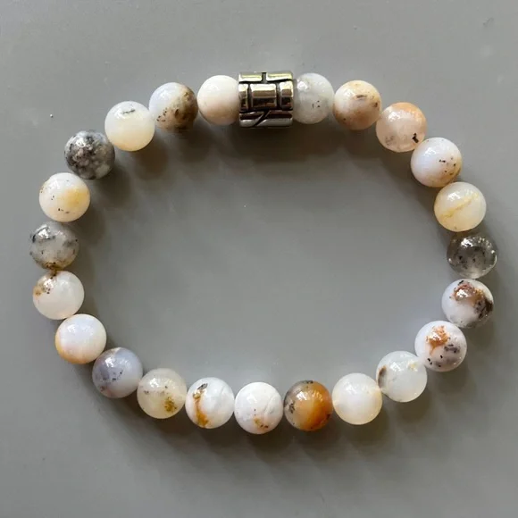 Natural Australian Dendritic Chalcedony Handcrafted Bead Bracelet - Picture 3 of 5